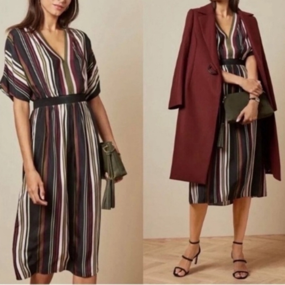 Ted Baker Safiiya Short Sleeve Striped Midi Dress Multi Color Size 0